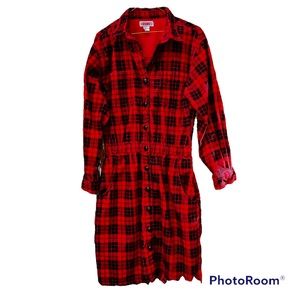 FADS 1990’s Corduroy Red /Black Dress Sz M NWOT